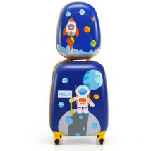 Maisonchic - Ensemble 2 Valises pour Enfants Sac à Dos Trolley avec Poignée Rétractable Thème Aérienne Bleu CW5564 Maison Chic