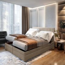 Ensemble 200x200 cm adèle matelas+sommier relaxation électrique beige