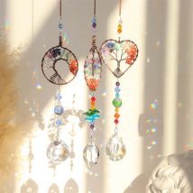 Ensemble 3 , Attrape Soleil Cristal,Verre Clair Prisme Fleur de Vie Pendentif Décoration de la Maison