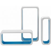 Ensemble 3 pièces (cm 10x10x30 + cm 15x10x35 + cm 20x10x40) évier rectangulaire en mdf pierre blanc/bleu boîte 2 pièces
