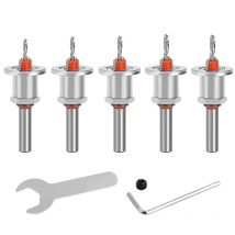Drillpro - Ensemble 5pcs 8mm 2.8-4.0mm tête de forage conique en alliageFraise Foret Mèche Perceuse Bois Chanfrein 3-10mm Clé