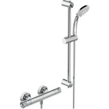Porcher - Ensemble douche thermostatique Okyris : Barre de douche 60 cm et mitigeur chromé