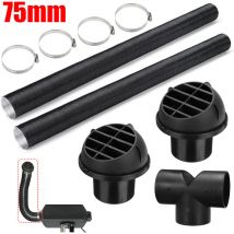 Maerex - Ensemble 75mm voiture Air Parking chauffage conduit tuyau tuyau ligne évent sortie d'air en forme de t connecteur pinces de tuyau