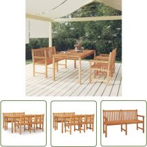 Qonovt - The Living Store Ensemble à manger de jardin 4 pcs Bois de teck massif - Salon De Jardin - Meuble De Jardin - Set De Table Extérieur - Table