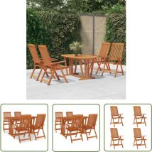 Jinlefu - The Living Store Ensemble à manger de jardin 5 pcs Bois d'eucalyptus massif - Meubles De Jardin - Salon De Jardin - Table De Jardin