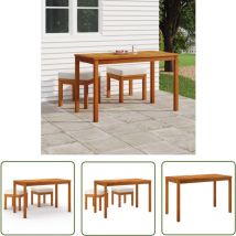 Jinlefu - The Living Store Ensemble à manger de jardin 3 pcs et coussins Acacia solide - Table De Jardin - Salon De Jardin - Meubles De Jardin