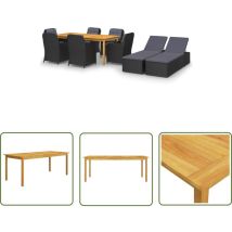 The Living Store Ensemble à manger de jardin 9 pcs Noir - Meubles De Jardin - Salon De Jardin - Set De Jardin - Mobilier De Jardin - Acacia Massif
