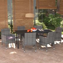 Furniture Limited - Ensemble à manger de jardin coussins 7pcs