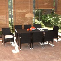Furniture Limited - Ensemble à manger de jardin coussins 9pcs