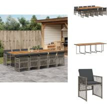 Vidaxl - Ensemble à manger de jardin 11pcs avec coussins gris poly rotin - Ensemble à Manger De Jardin - Ensembles à Manger De Jardin - Ensemble à