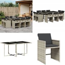 Ensemble à manger de jardin 11pcs avec coussins gris poly rotin - Salon De Jardin - Meuble De Jardin - Set De Salon De Jardin - Mobilier De Jardin