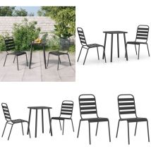 Ensemble à manger de jardin 3 pcs anthracite acier - Ensemble Salon De Jardin - Mobilier De Jardin - Table De Jardin - Chaises De Jardin - Table à