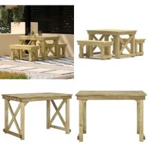 Ensemble à manger de jardin 3 pcs Bois de pin imprégné - Ensemble Salon De Jardin - Mobilier De Jardin - Table De Jardin - Banc De Jardin - Bois