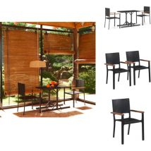Vidaxl - Ensemble à manger de jardin 3 pcs Noir - Ensemble Salon De Jardin - Mobilier De Jardin - Table De Jardin - Chaises De Jardin - Table Et