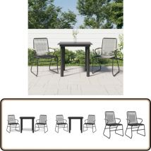 Ensemble à manger de jardin 3 pcs noir rotin PVC - Meubles De Jardin - Salon De Jardin - Set De Jardin - Mobilier De Jardin - Rotin Pvc