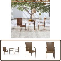 Ensemble à manger de jardin 3pcs Résine tressée Marron - Ensemble Salon De Jardin - Mobilier De Jardin - Table Et Chaises - Résine Tressée - Jardin
