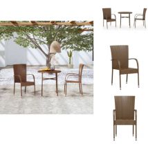 Ensemble à manger de jardin 3pcs Résine tressée Marron - Ensemble Salon De Jardin - Mobilier De Jardin - Table Et Chaises - Résine Tressée - Jardin