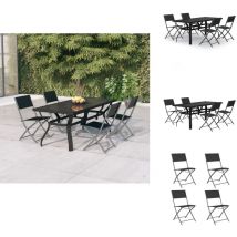 Ensemble à manger de jardin 5 pcs Gris et noir - Salon De Jardin - Meubles De Jardin - Set De Table - Table Extensible - Table Ronde