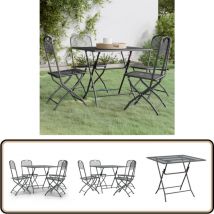 Vidaxl - Ensemble à manger de jardin 5 pcs Maille Métal Anthracite - Ensemble Salon De Jardin - Meubles De Jardin - Table Et Chaises De Jardin