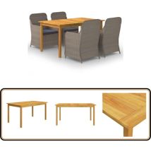 Ensemble à manger de jardin 5 pcs Marron - Ensemble Salon De Jardin - Mobilier De Jardin - Table De Jardin - Chaises De Jardin - Acacia