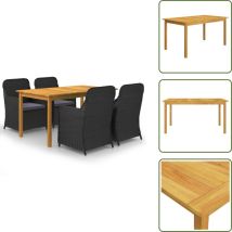 Ensemble à manger de jardin 5 pcs Noir - Ensemble Salon De Jardin - Mobilier De Jardin - Table De Jardin - Chaises De Jardin - Acacia