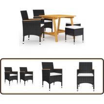 Ensemble à manger de jardin 5 pcs Noir - Salon De Jardin - Mobilier De Jardin - Set De Salon De Jardin - Table De Jardin - Chaises De Jardin