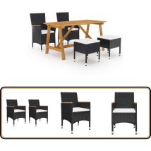 Ensemble à manger de jardin 5 pcs Noir - Salon De Jardin - Mobilier De Jardin - Table De Jardin - Chaises De Jardin - Set De Jardin