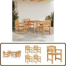 Ensemble à manger de jardin 5pcs Bois de teck massif - Salon De Jardin - Mobilier De Jardin - Table De Jardin - Chaises De Jardin - Teck Massif