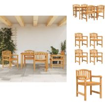 Ensemble à manger de jardin 5pcs Bois de teck massif - Salon De Jardin - Mobilier De Jardin - Table De Jardin - Chaises De Jardin - Teck Massif