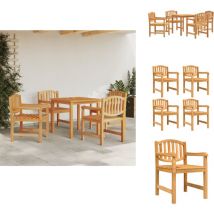 Ensemble à manger de jardin 5pcs Bois de teck massif - Salon De Jardin - Mobilier De Jardin - Table De Jardin - Chaises De Jardin - Teck Massif