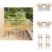 Ensemble à manger de jardin 5pcs Résine tressée - Ensemble Salon De Jardin - Meubles De Jardin - Table De Jardin - Chaises De Jardin - Résine Tressée