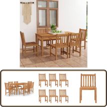 Ensemble à manger de jardin 7 pcs Bois de teck solide - Meubles De Jardin - Salon De Jardin - Set De Table - Table En Teck - Chaises En Teck