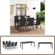 Ensemble à manger de jardin 7 pcs noir - Ensemble Salon De Jardin - Meuble De Jardin - Table Et Chaises - Table De Jardin - Chaises De Jardin