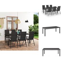 Ensemble à manger de jardin 7 pcs noir - Ensemble Salon De Jardin - Meuble De Jardin - Table Et Chaises - Table De Jardin - Chaises De Jardin