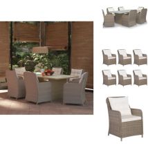 Ensemble à manger de jardin 7 pcs Résine tressée Marron - Ensemble Salon De Jardin - Mobilier De Jardin - Table Et Chaises De Jardin - Table Repas