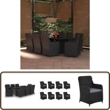 Ensemble à manger de jardin 9 pcs Résine tressée Noir - Ensemble Salon De Jardin - Mobilier De Jardin - Table Et Chaises De Jardin - Set Repas