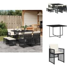 Vidaxl - Ensemble à manger de jardin 9pcs coussins noir résine tressée - Ensemble à Manger De Jardin - Ensembles à Manger De Jardin - Ensemble à