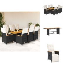 Ensemble à manger de jardin 9pcs coussins noir résine tressée - Ensemble De Salle À Manger De Jardin - Ensembles De Salle À Manger De Jardin