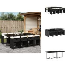 Ensemble à manger de jardin 9pcs coussins noir résine tressée - Ensemble De Salle À Manger De Jardin - Ensembles De Salle À Manger De Jardin