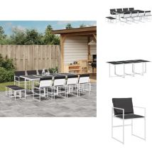Ensemble à manger de jardin avec coussins 13pcs blanc textilène - Salon De Jardin - Mobilier De Jardin - Set Salon De Jardin - Table De Jardin