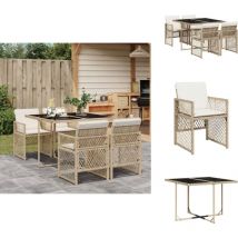 Vidaxl - Ensemble à manger de jardin avec coussins 5pcs Beige poly rotin - Ensemble à Manger De Jardin - Ensembles à Manger De Jardin - Ensemble à