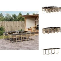 Ensemble à manger de jardin et coussins 11 pcs mélange beige - Ensemble De Salle À Manger De Jardin - Ensembles De Salle À Manger De Jardin