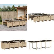 Ensemble à manger de jardin et coussins 11 pcs mélange beige - Salon De Jardin - Meuble De Jardin - Set De Salon De Jardin - Ensemble De Jardin