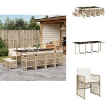 Vidaxl - Ensemble à manger de jardin et coussins 13 pcs beige - Ensemble à Manger De Jardin - Ensembles à Manger De Jardin - Ensemble à Manger