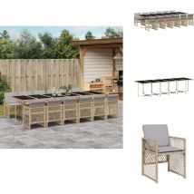 Vidaxl - Ensemble à manger de jardin et coussins 13 pcs beige - Ensemble à Manger De Jardin - Ensembles à Manger De Jardin - Ensemble à Manger