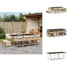 Vidaxl - Ensemble à manger de jardin et coussins 13 pcs beige - Ensemble De Salle à Manger De Jardin - Ensembles De Salle à Manger De Jardin