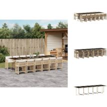 Ensemble à manger de jardin et coussins 13 pcs beige - Ensemble De Salle à Manger De Jardin - Ensembles De Salle à Manger De Jardin - Ensemble De