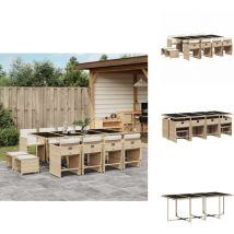 Vidaxl - Ensemble à manger de jardin et coussins 13 pcs beige - Ensemble De Salle à Manger De Jardin - Ensembles De Salle à Manger De Jardin