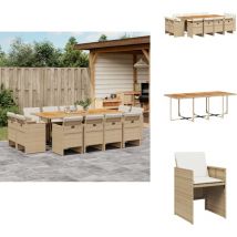 Vidaxl - Ensemble à manger de jardin et coussins 13 pcs beige - Salon De Jardin - Meuble De Jardin - Set De Salon De Jardin - Mobilier De Jardin