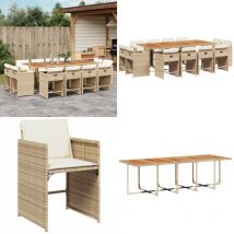 Vidaxl - Ensemble à manger de jardin et coussins 13 pcs beige - Salon De Jardin - Meuble De Jardin - Set De Salon De Jardin - Mobilier De Jardin